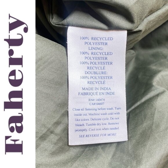 FAHERTY ATMOSPHERE PUFFER JACKET GOLD INSULATED FULL ZIP WATER REPELLENT, SMALL - Picture 11 of 13